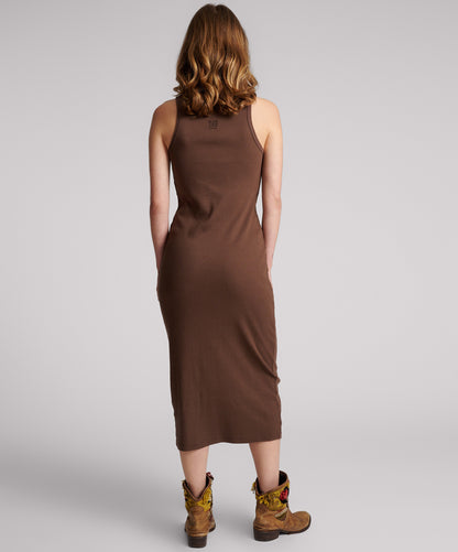 ONE TEASPOON // Rib Singlet Midi Dress CHOCOLATE