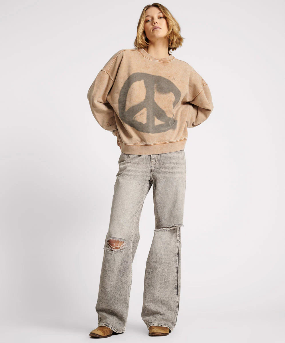 ONE TEASPOON // Jackson Mid Waist Wide Leg Jeans SMOKE