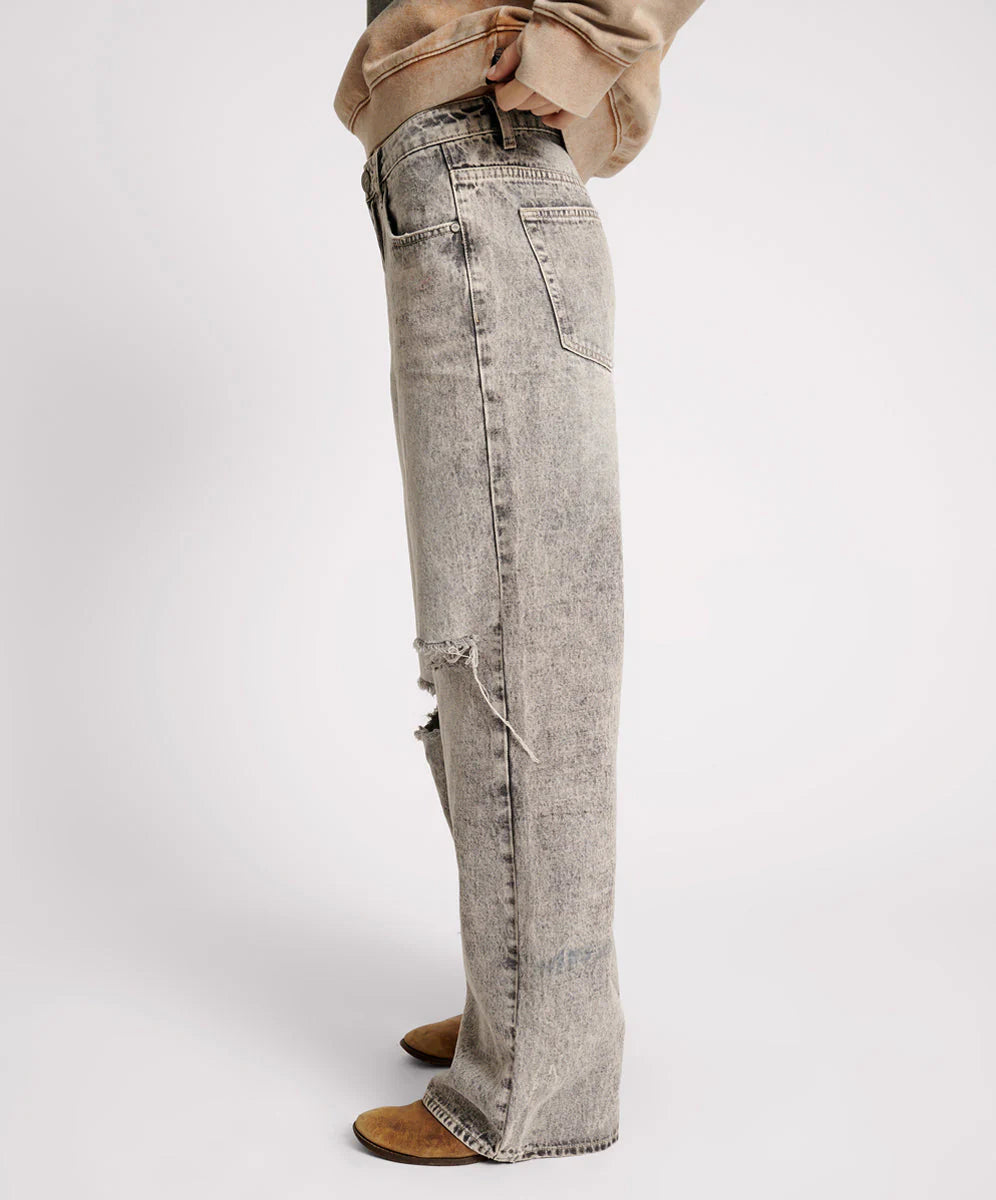 ONE TEASPOON // Jackson Mid Waist Wide Leg Jeans SMOKE