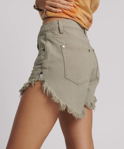 ONE TEASPOON // Outlaws Midwaist Denim Short FADED KHAKI