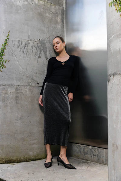 BLAK // Alina Skirt BLACK/SILVER LUREX