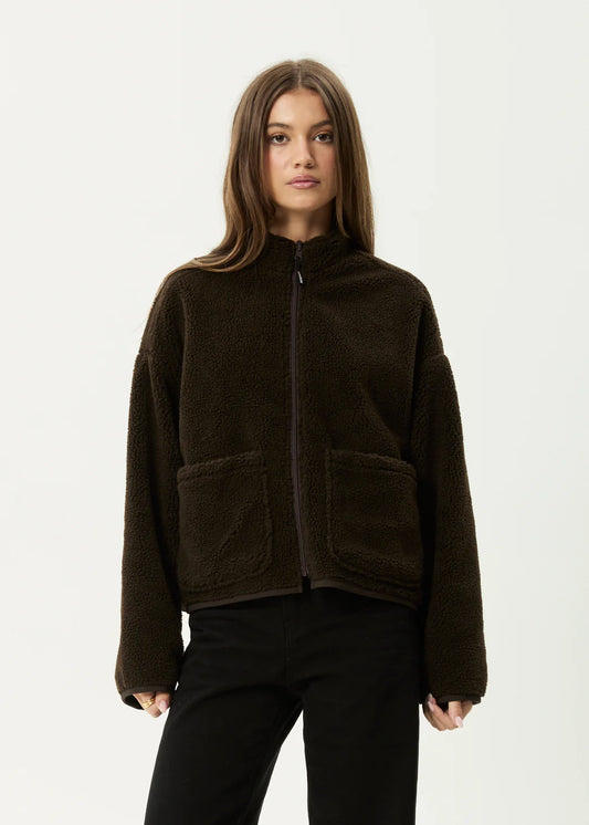 AFENDS // Berlin Reversible Fleece Jacket COFFEE