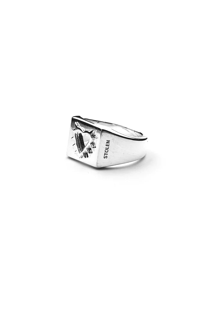 SGC // Raised Spiked Heart Signet SILVER