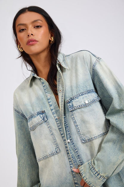 ONE TEASPOON // Essential Denim Shirt ACID BLUE