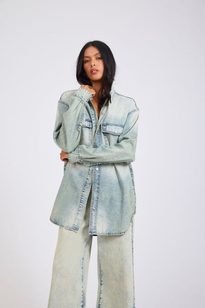 ONE TEASPOON // Essential Denim Shirt ACID BLUE