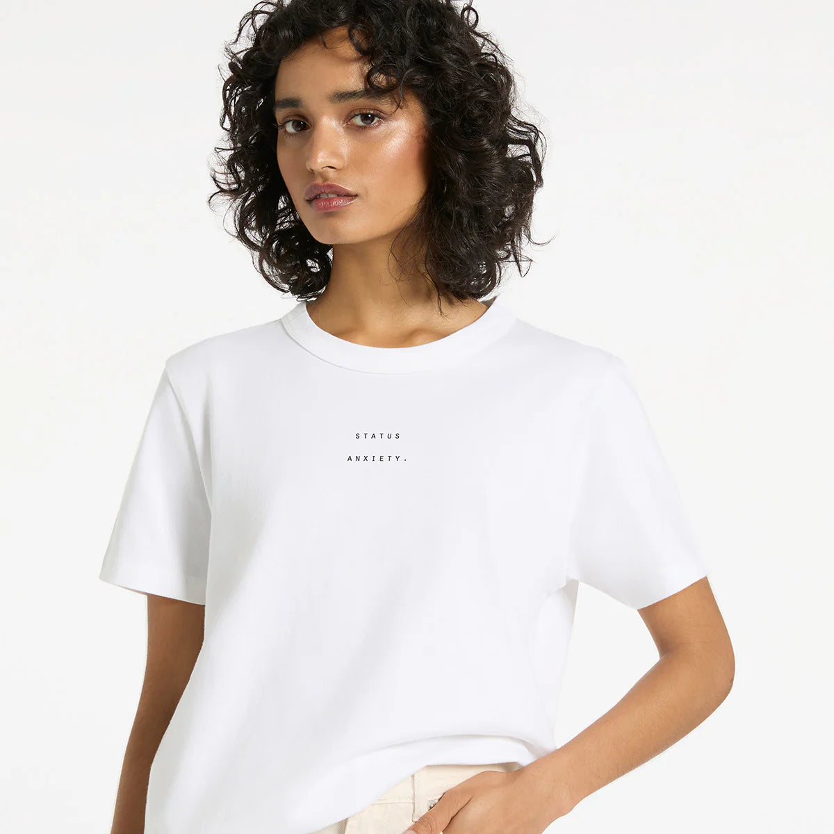 STATUS ANXIETY // Feels Right Logo Tee WHITE