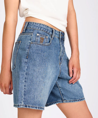 ONE TEASPOON // Jackson Mid Waist Wide Leg Shorts WESTLAND BLUE