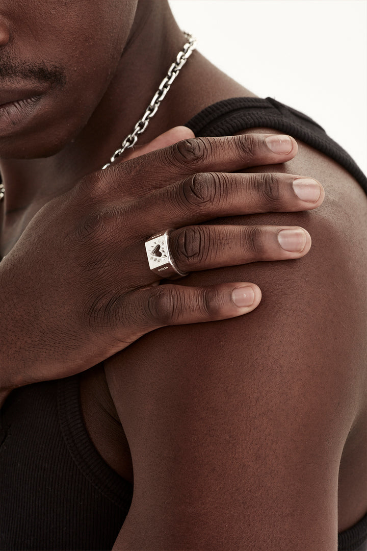 SGC // Raised Spiked Heart Signet SILVER