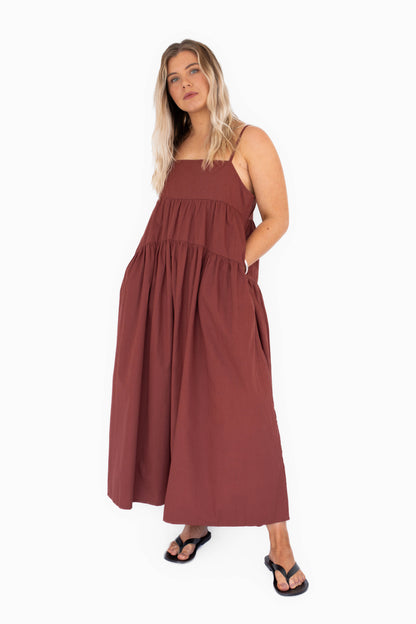 BEIGED // Tiered Dress MAROON