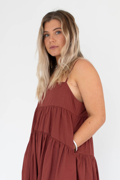 BEIGED // Tiered Dress MAROON