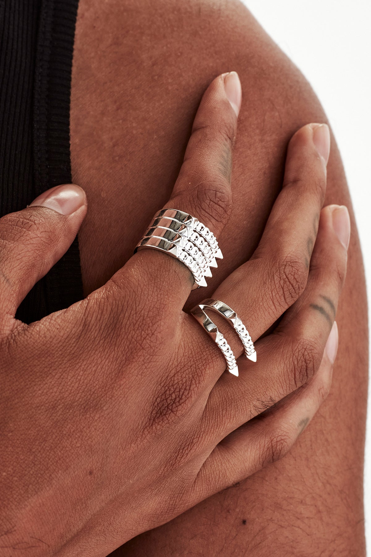 STOLEN GIRLFRIENDS CLUB // Double Curb Spike Ring