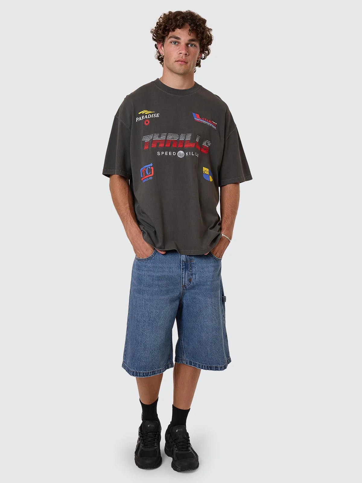 THRILLS // Anarchy In Paradise Box Fit OS Tee BLACK
