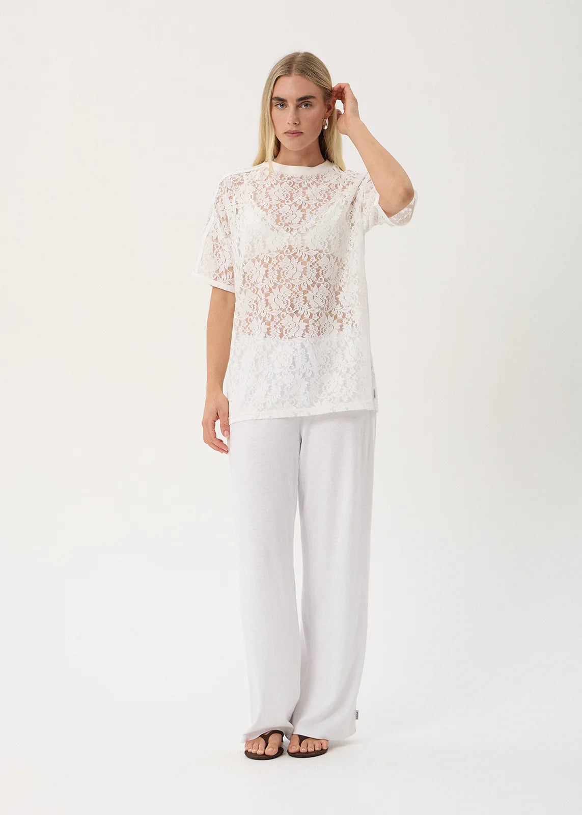 Angela Lace OS Raglan Tee WHITE