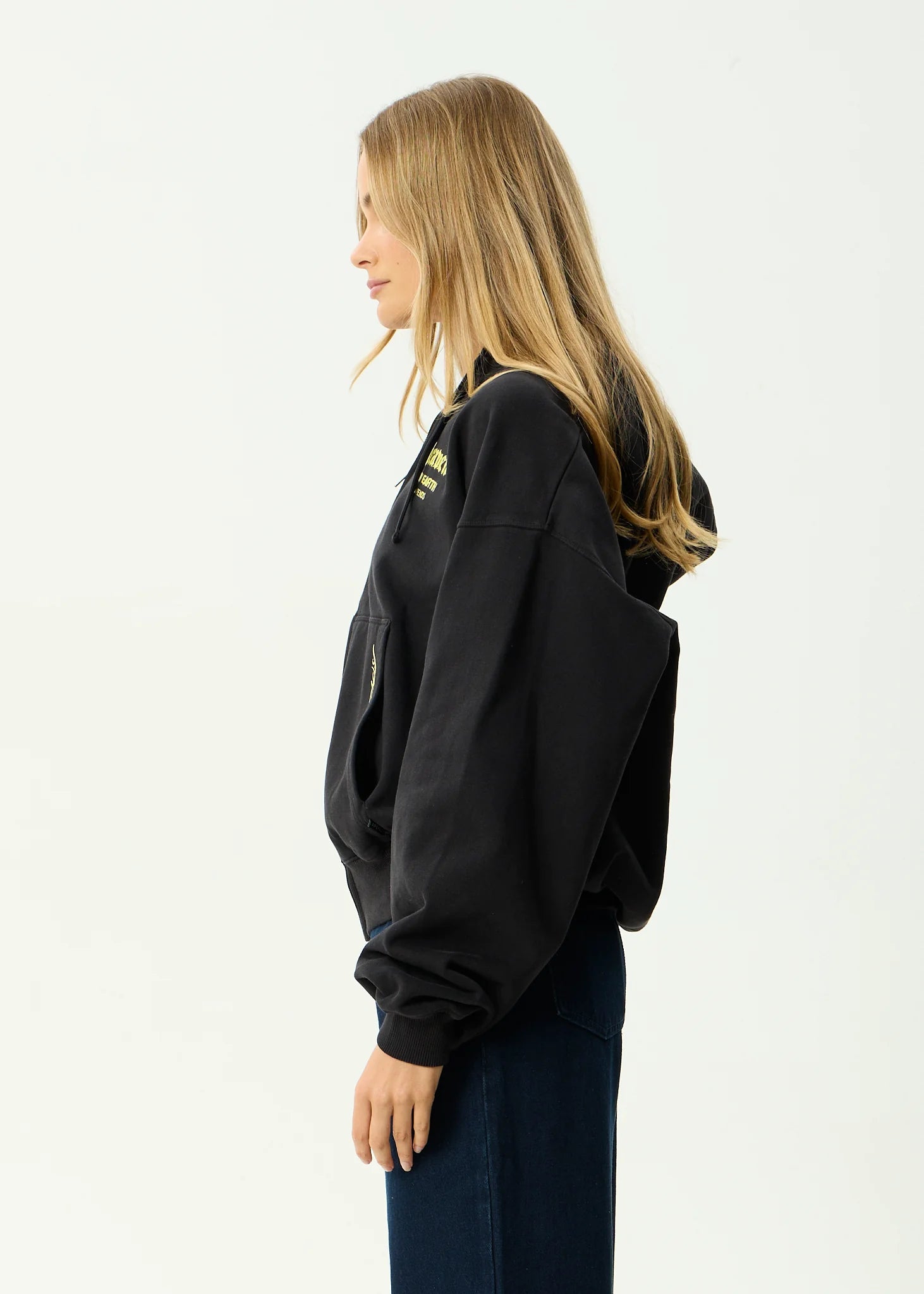 AFENDS // Heaven Boxy Zip Hood STONE BLACK