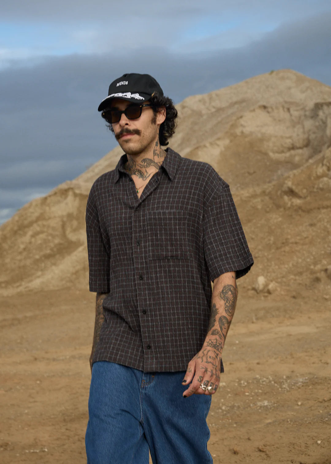 AFENDS // Dusk Seersucker Check Shirt BLACK CHECK