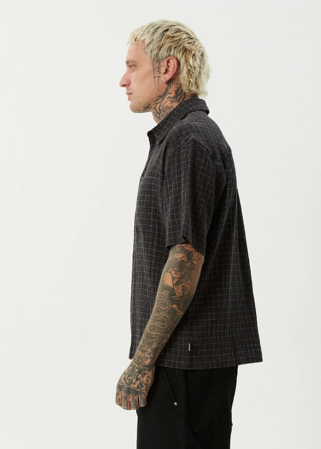 AFENDS // Dusk Seersucker Check Shirt BLACK CHECK