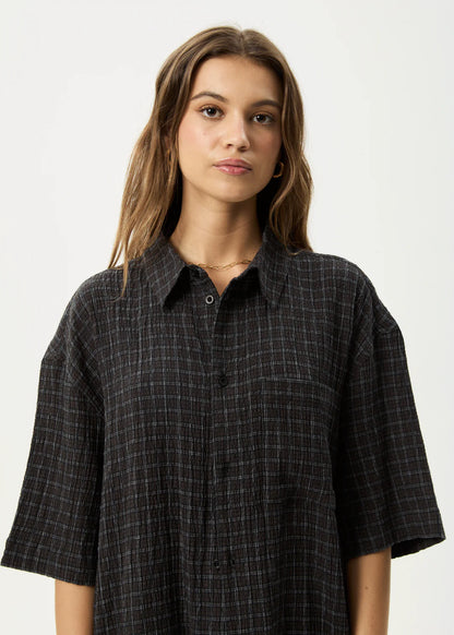 AFENDS // Dusk Seersucker Check Shirt BLACK CHECK