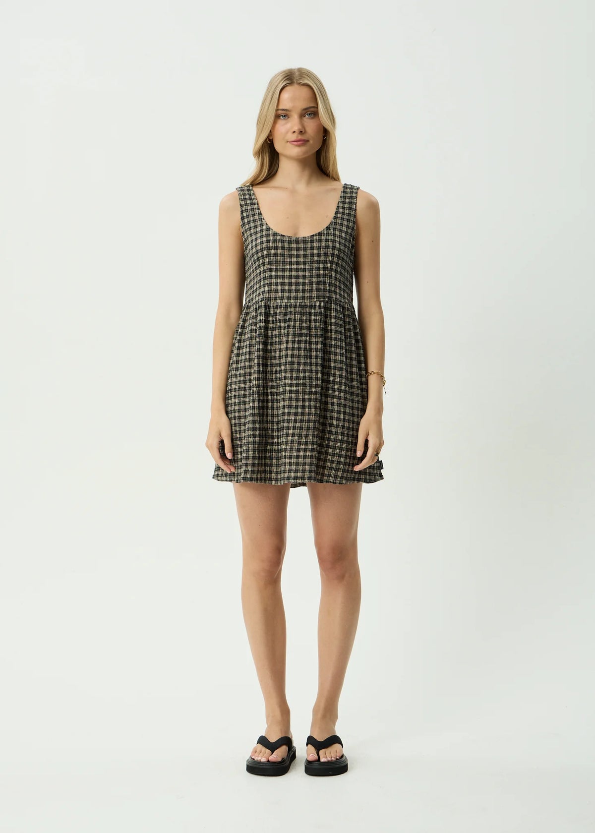 Jesse Seersucker Mini Dress TAN/OLIVE