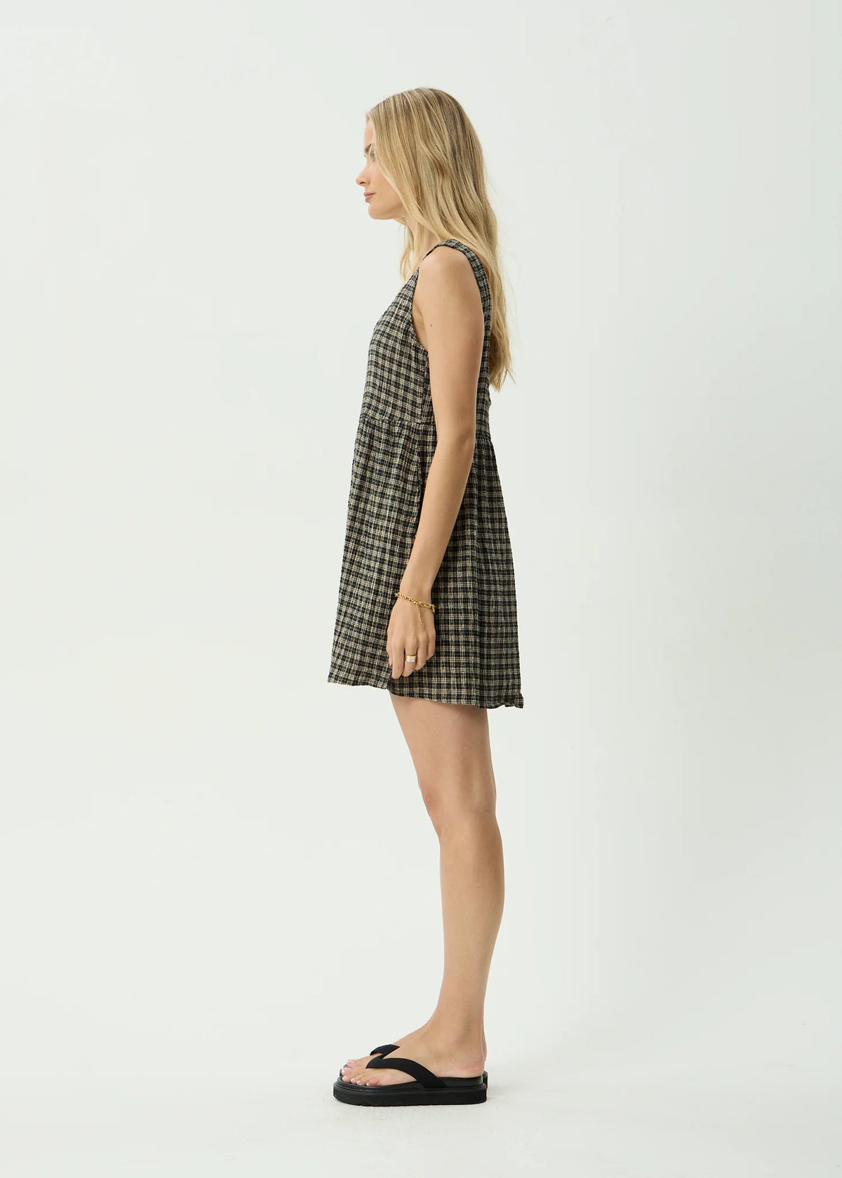 Jesse Seersucker Mini Dress TAN/OLIVE