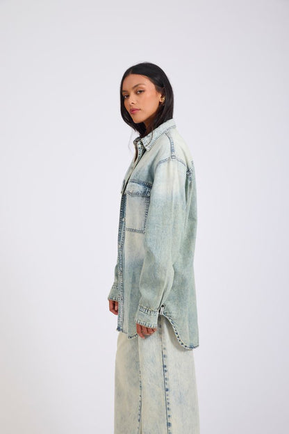 ONE TEASPOON // Essential Denim Shirt ACID BLUE