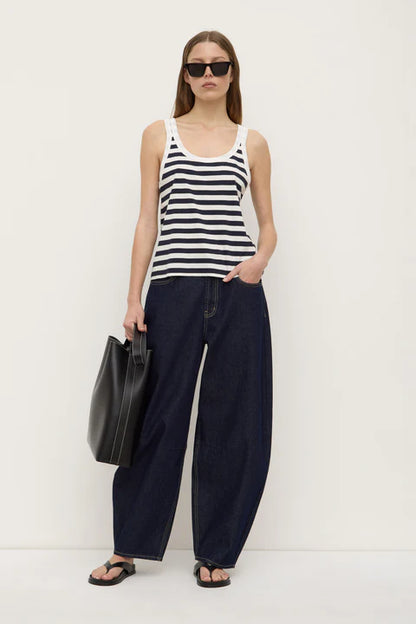 ASSEMBLY LABEL // Adria Jersey Tank WHITE NAVY STRIPE