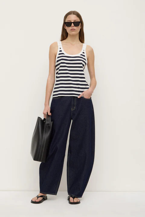 ASSEMBLY LABEL // Adria Jersey Tank WHITE NAVY STRIPE