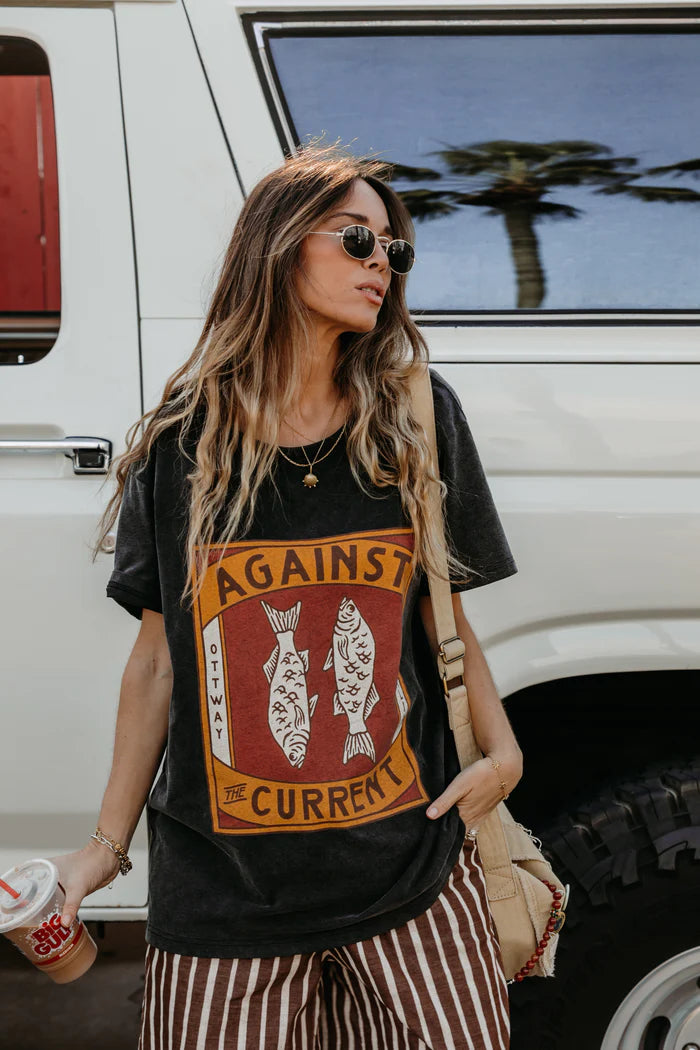 OTTWAY // Against the Current Tee WASHED BLACK