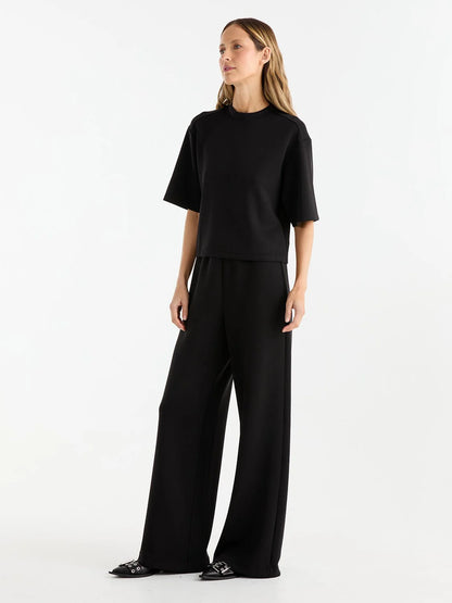 ENA PELLY // Alessa Relaxed Soft Jersey Tee BLACK