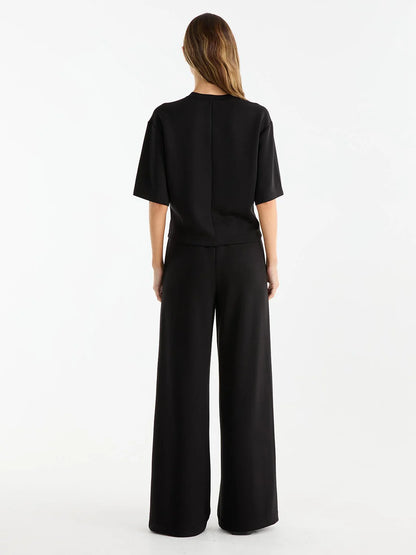 ENA PELLY // Alessa Relaxed Soft Jersey Tee BLACK
