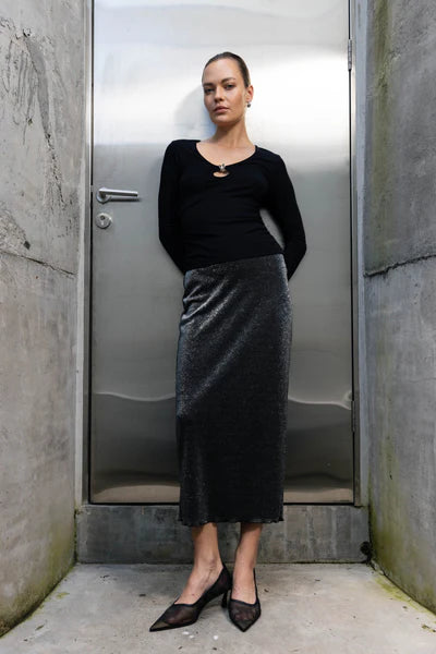 BLAK // Alina Skirt BLACK/SILVER LUREX