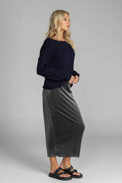 BLAK // Alina Skirt BLACK/SILVER LUREX