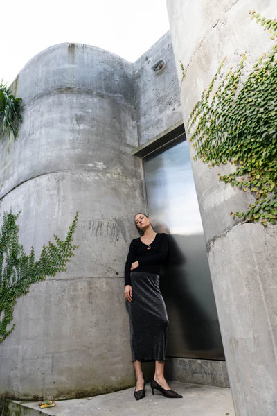 BLAK // Alina Skirt BLACK/SILVER LUREX