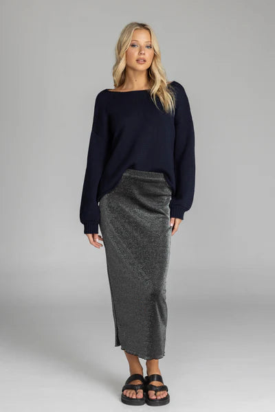 BLAK // Alina Skirt BLACK/SILVER LUREX