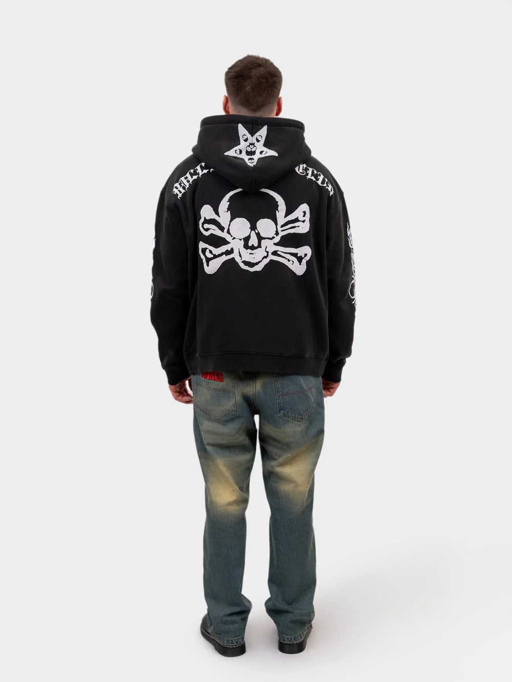 BILLY BONES // Anarchy Zip Up Hood VINTAGE BLACK