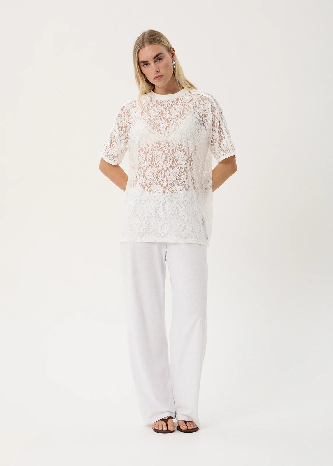 Angela Lace OS Raglan Tee WHITE