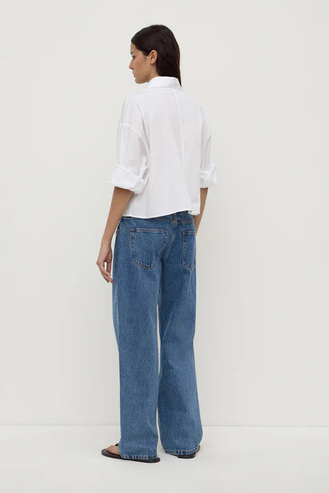 Aurora Cropped Poplin Shirt WHITE