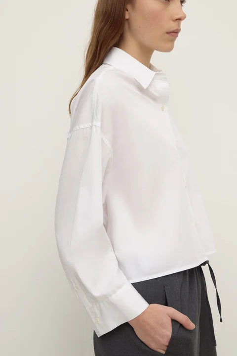 Aurora Cropped Poplin Shirt WHITE
