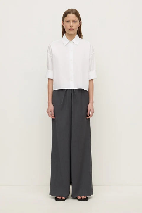 Aurora Cropped Poplin Shirt WHITE