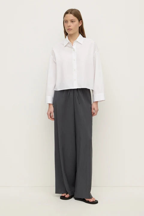 Aurora Cropped Poplin Shirt WHITE
