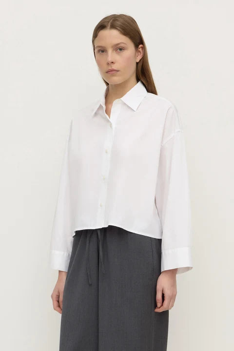 Aurora Cropped Poplin Shirt WHITE