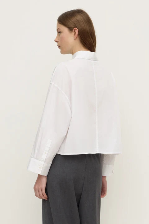 Aurora Cropped Poplin Shirt WHITE