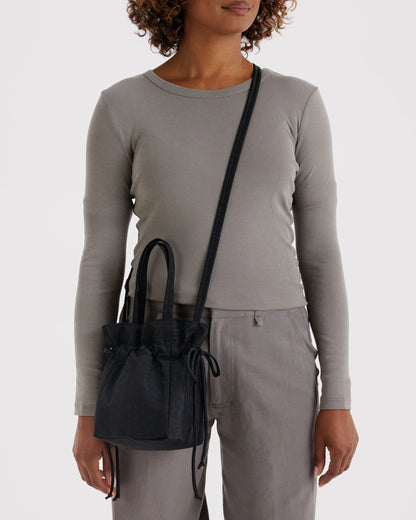 BAGGU // SMALL Nylon Drawstring Bag BLACK