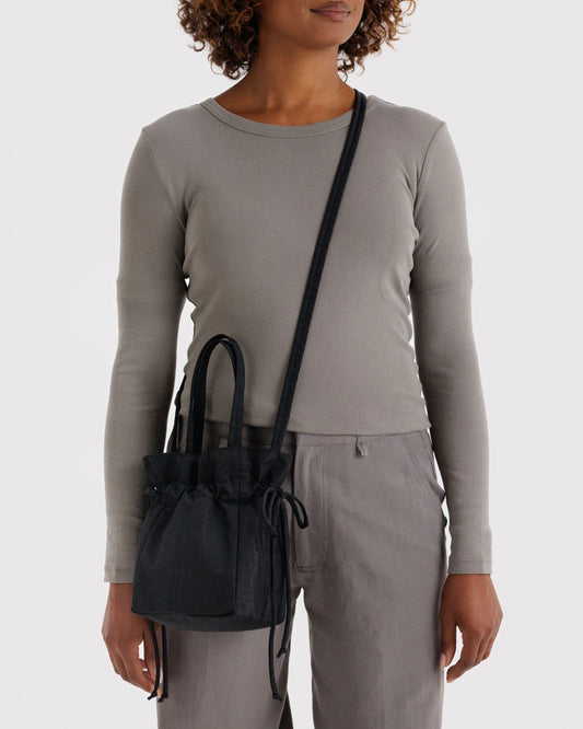 BAGGU // SMALL Nylon Drawstring Bag BLACK
