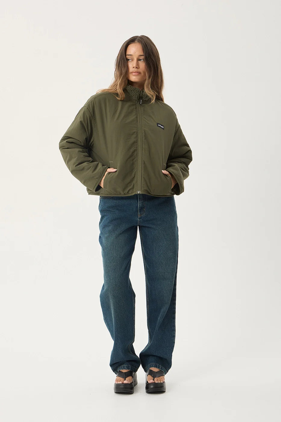 Berlin Reversible Fleece Jacket DEEP OLIVE