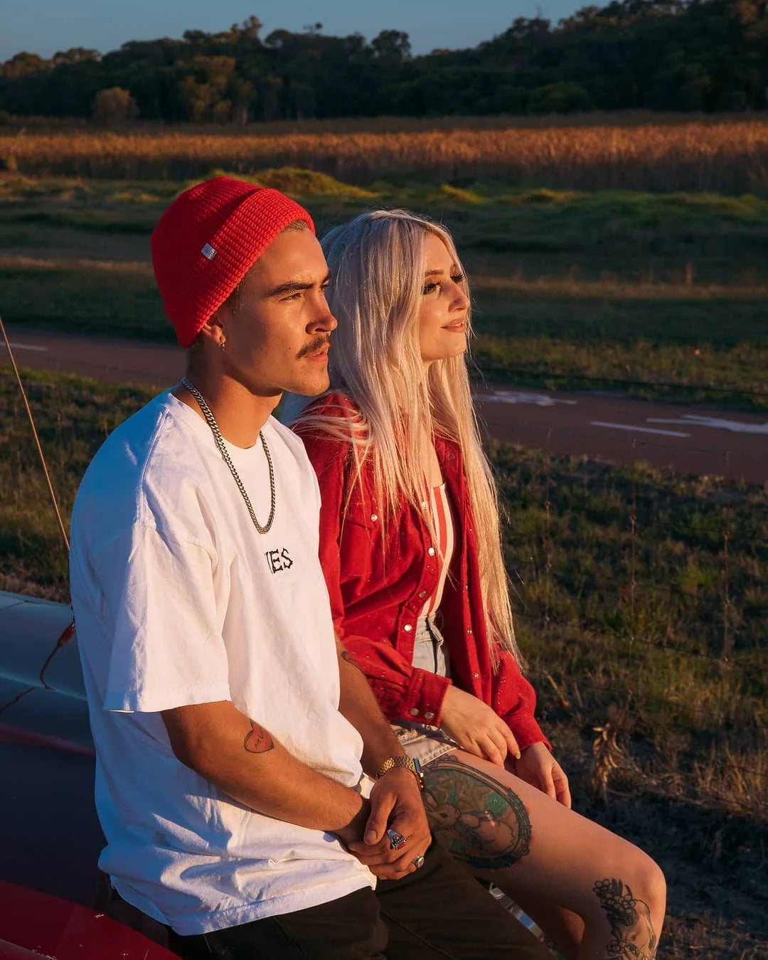 BILLY BONES // Waffle Knit Beanie CHERRY BOMB