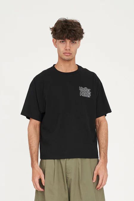 HUFFER // Block Crop Tee 220 DITHER BLACK