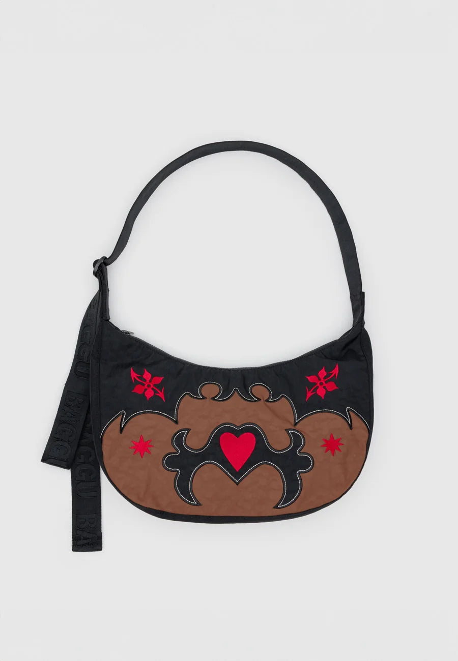 BAGGU // MEDIUM Nylon Crescent Bag WESTERN APPLIQUE