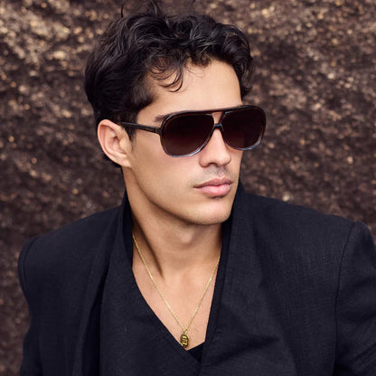 VALLEY // Bang Bang TRANSPARENT CHOC FADE TO CRYSTAL w. GOLD METAL/BROWN LENS