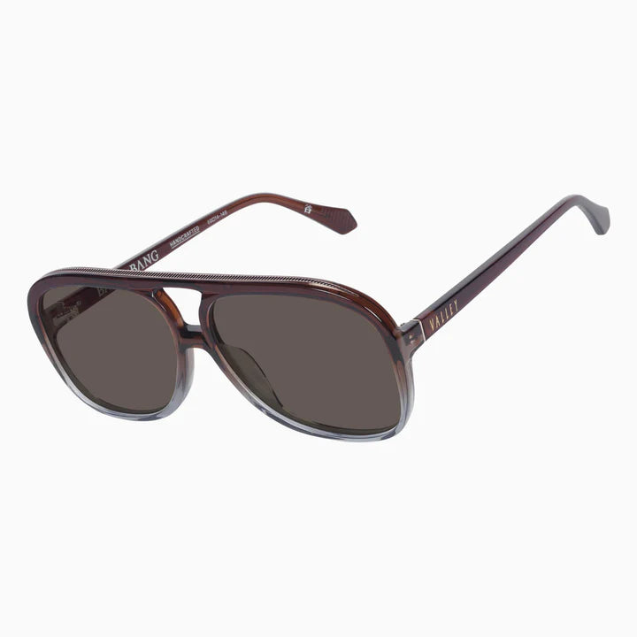 VALLEY // Bang Bang TRANSPARENT CHOC FADE TO CRYSTAL w. GOLD METAL/BROWN LENS