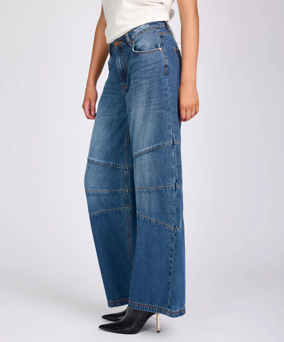 ONE TEASPOON // Mid Waist Barrel Jeans DEEP PACIFICA